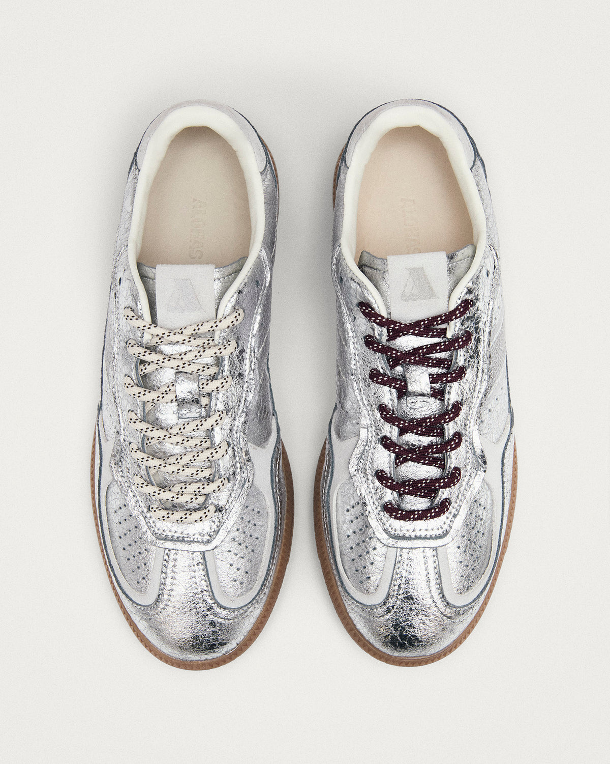 Silver Shimmer Rife Leather Trainers