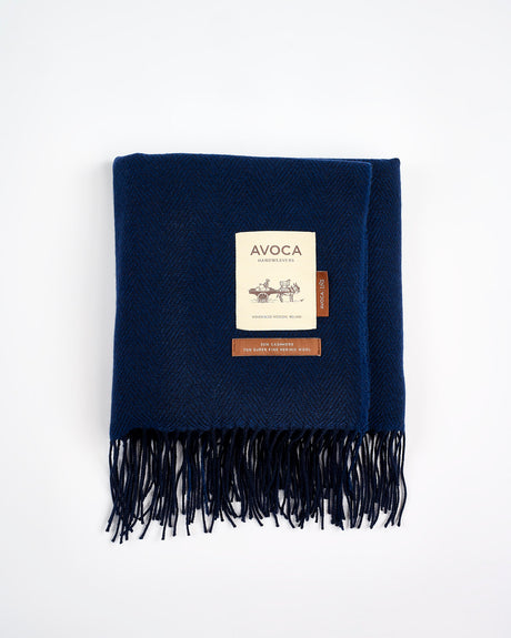 Navy Cashmere Wool Sandymount Scarf