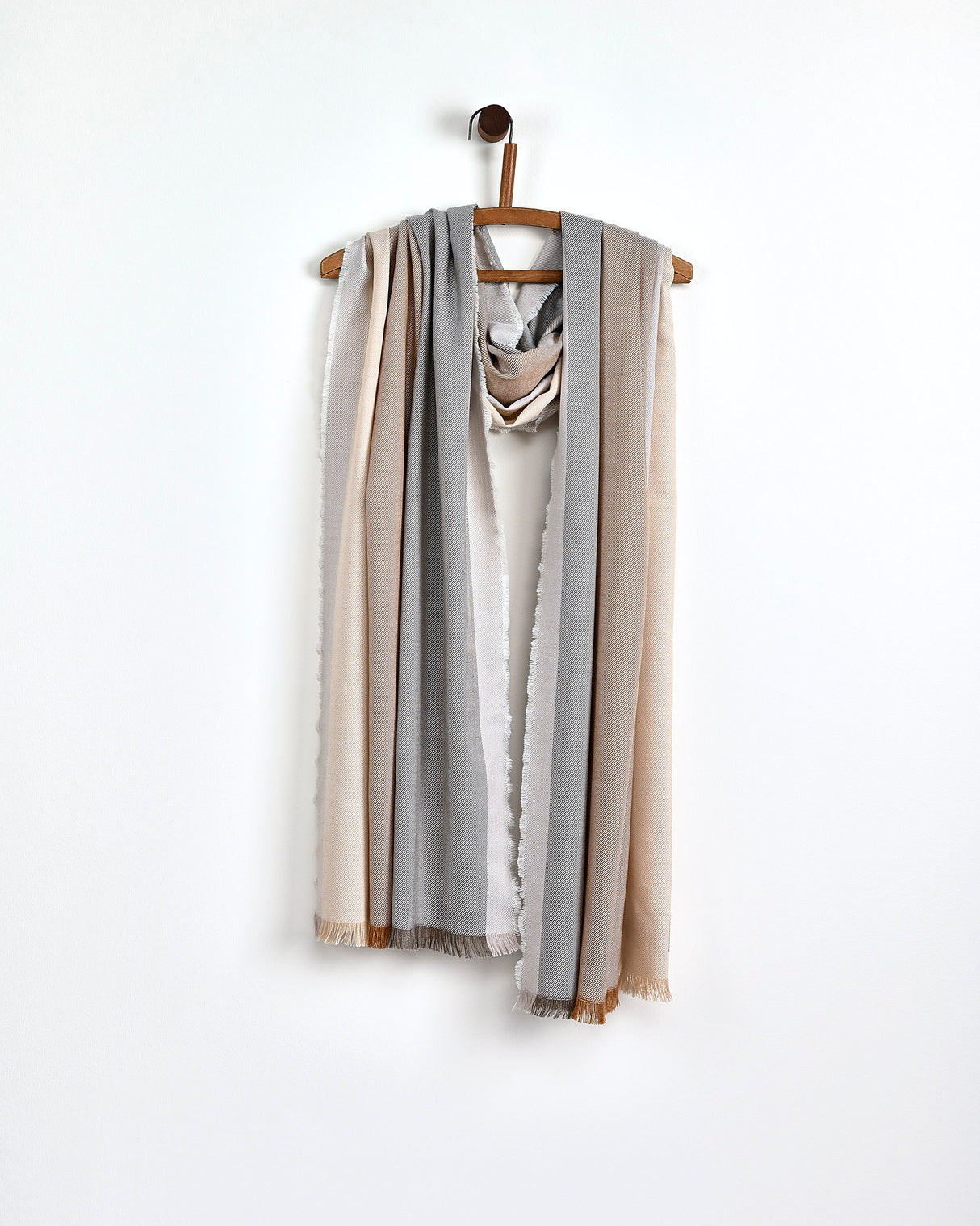 Camel Stripe Silk Merino Wrap