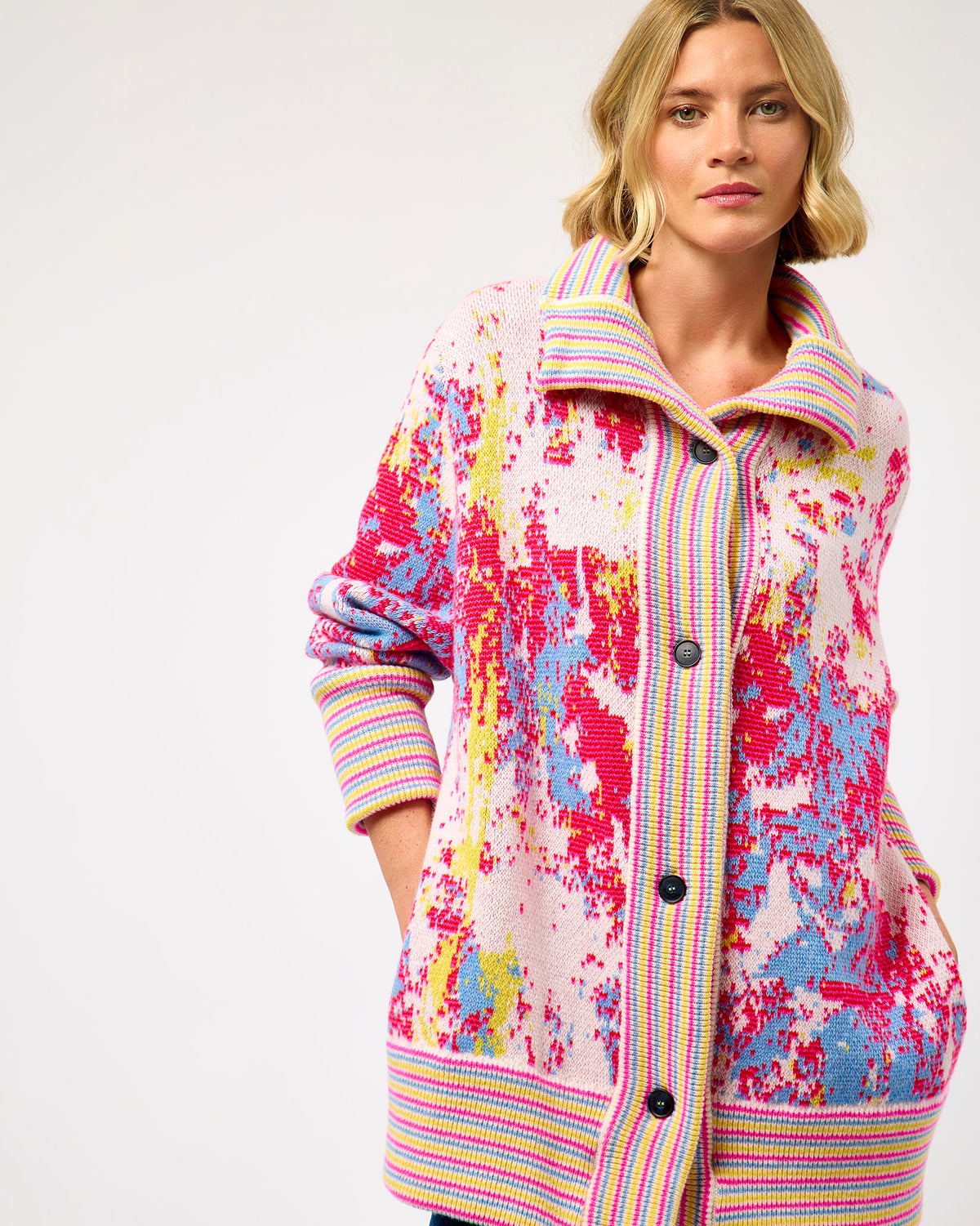 Fuchsia Cloud Merino Long Cardigan