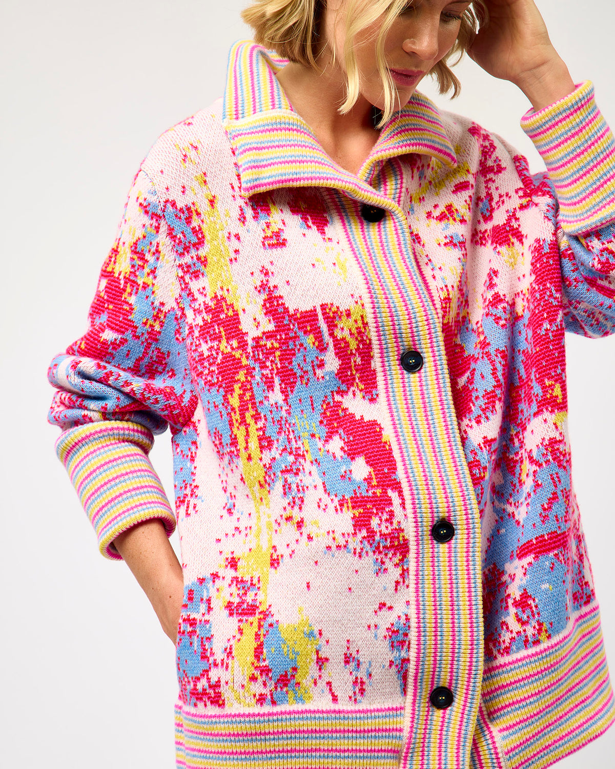 Fuchsia Cloud Merino Long Cardigan