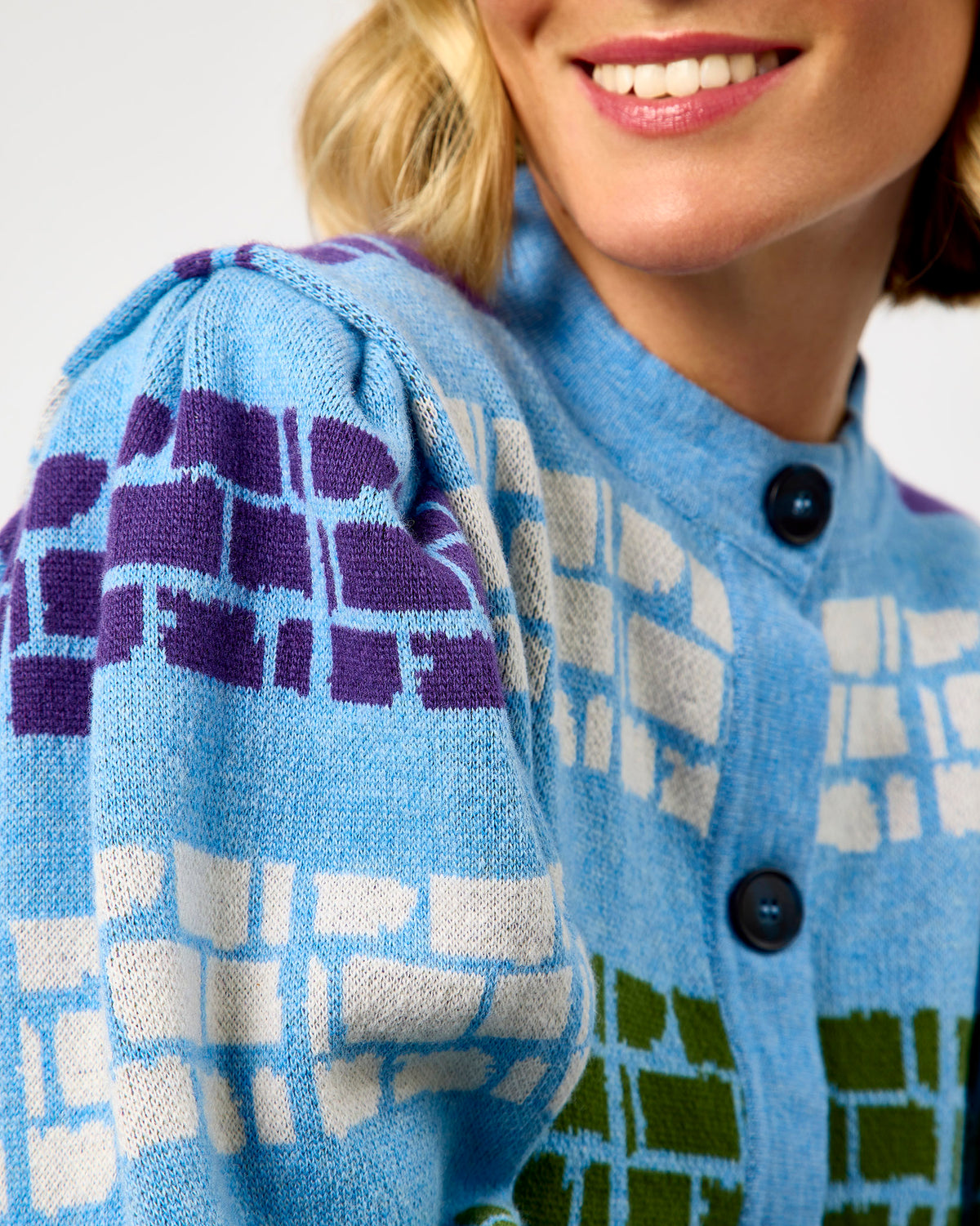 Bluebell Sculpted Shoulder Merino Cardigan