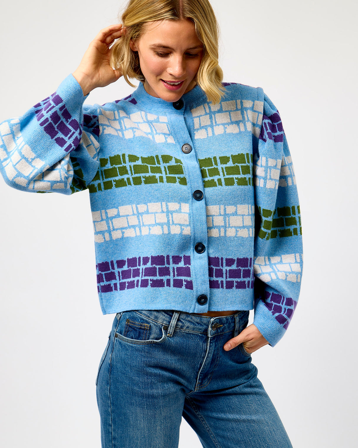 Bluebell Sculpted Shoulder Merino Cardigan