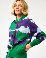 Deep Forest Crevice Barrel Merino Zip Cardigan