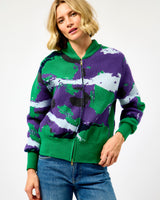 Deep Forest Crevice Barrel Merino Zip Cardigan