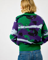 Deep Forest Crevice Barrel Merino Zip Cardigan
