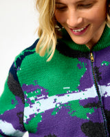Deep Forest Crevice Barrel Merino Zip Cardigan
