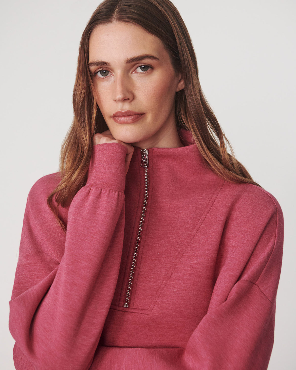 Red Marl Hawley Half Zip Sweatshirt