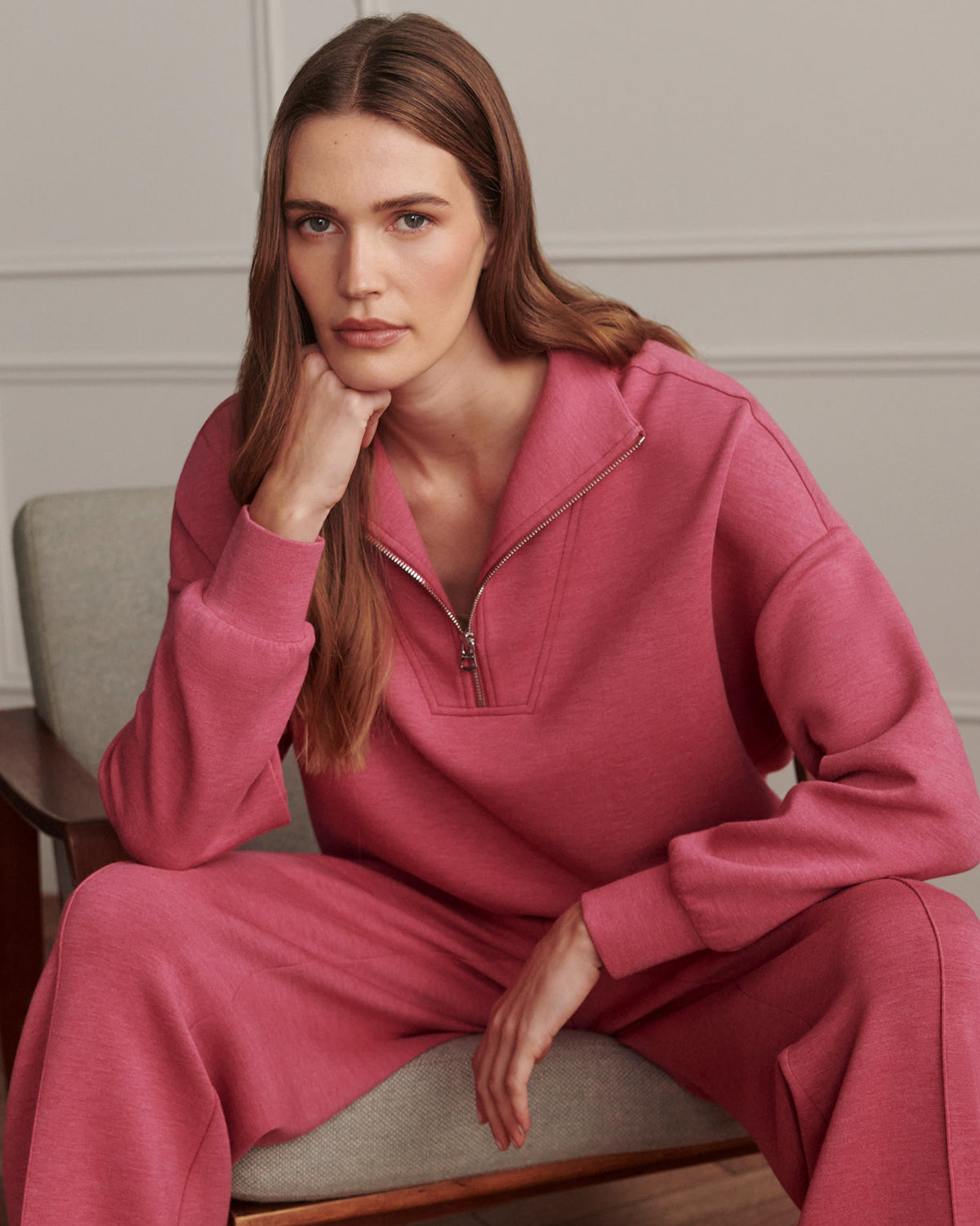 Red Marl Hawley Half Zip Sweatshirt