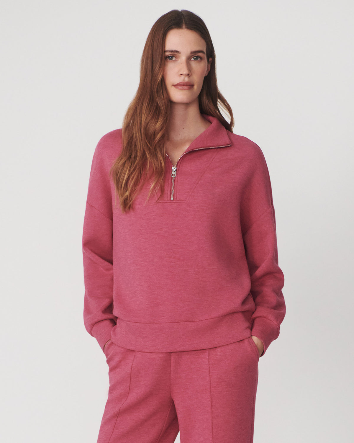 Red Marl Hawley Half Zip Sweatshirt