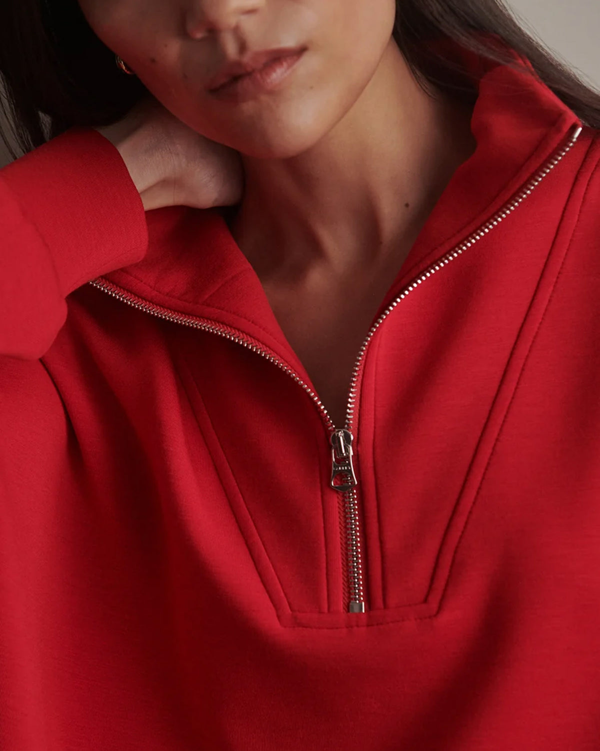 Red Marl Hawley Half Zip Sweatshirt