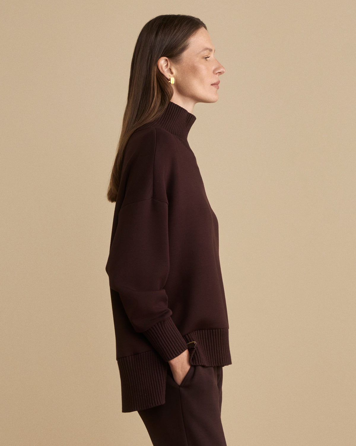 Coffee Bean Barker High Neck Sweatshirt