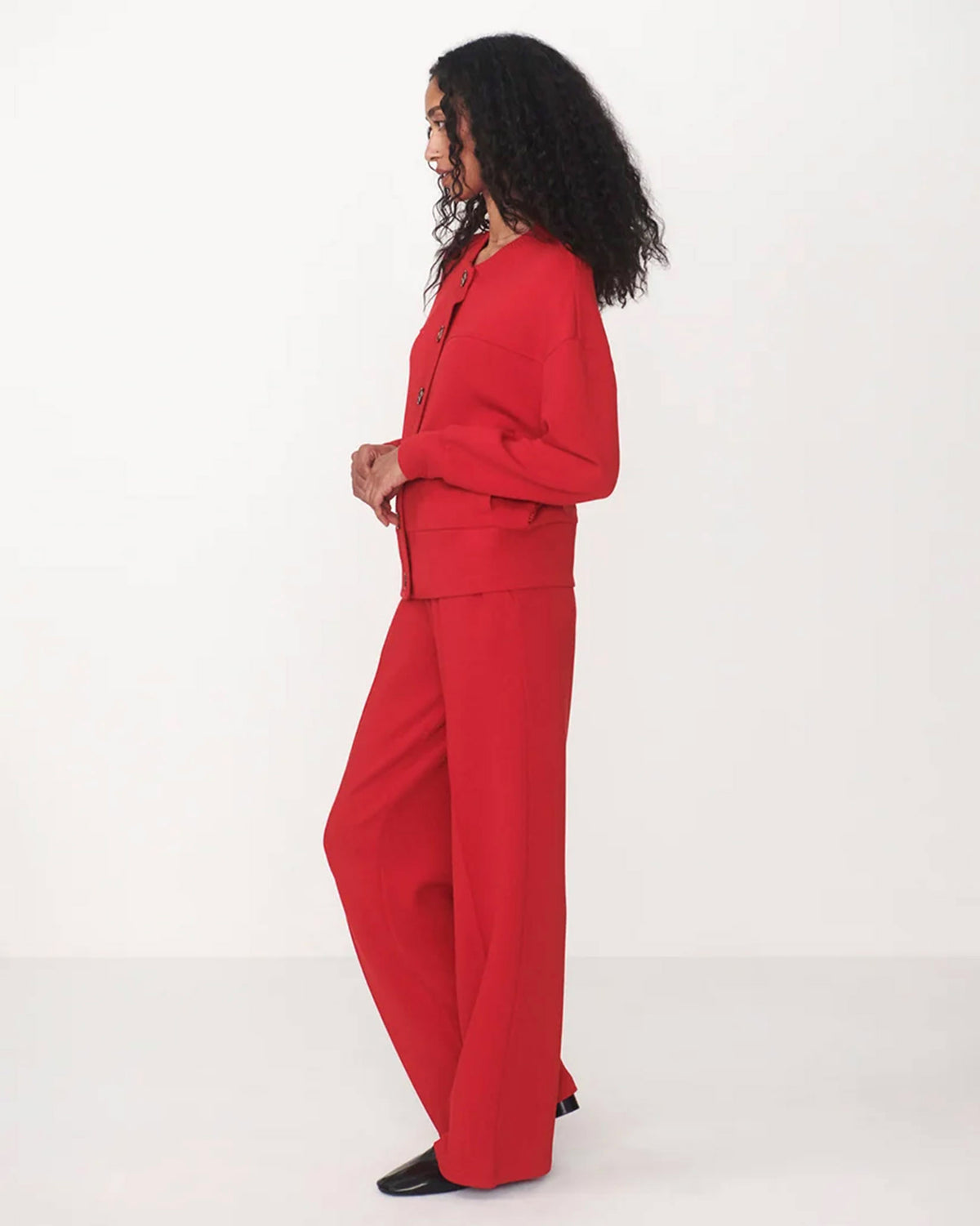 Red Marl Wide Leg Trousers