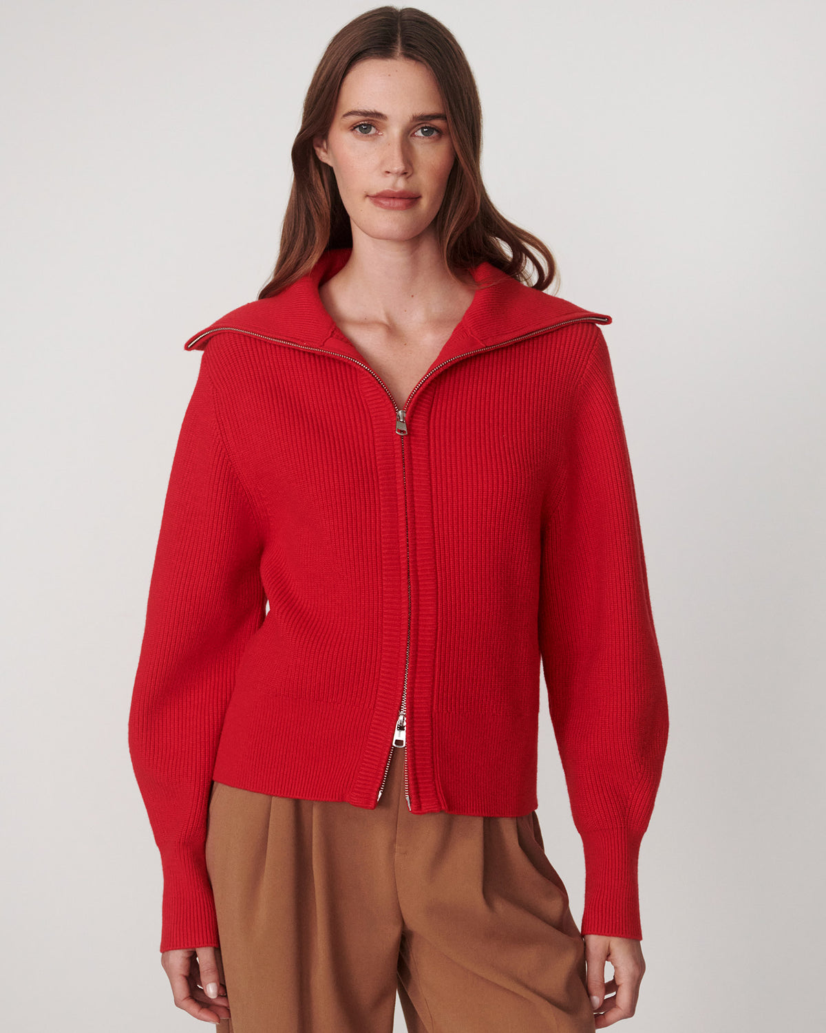Washed Red Enrico Zip Knit Jacket