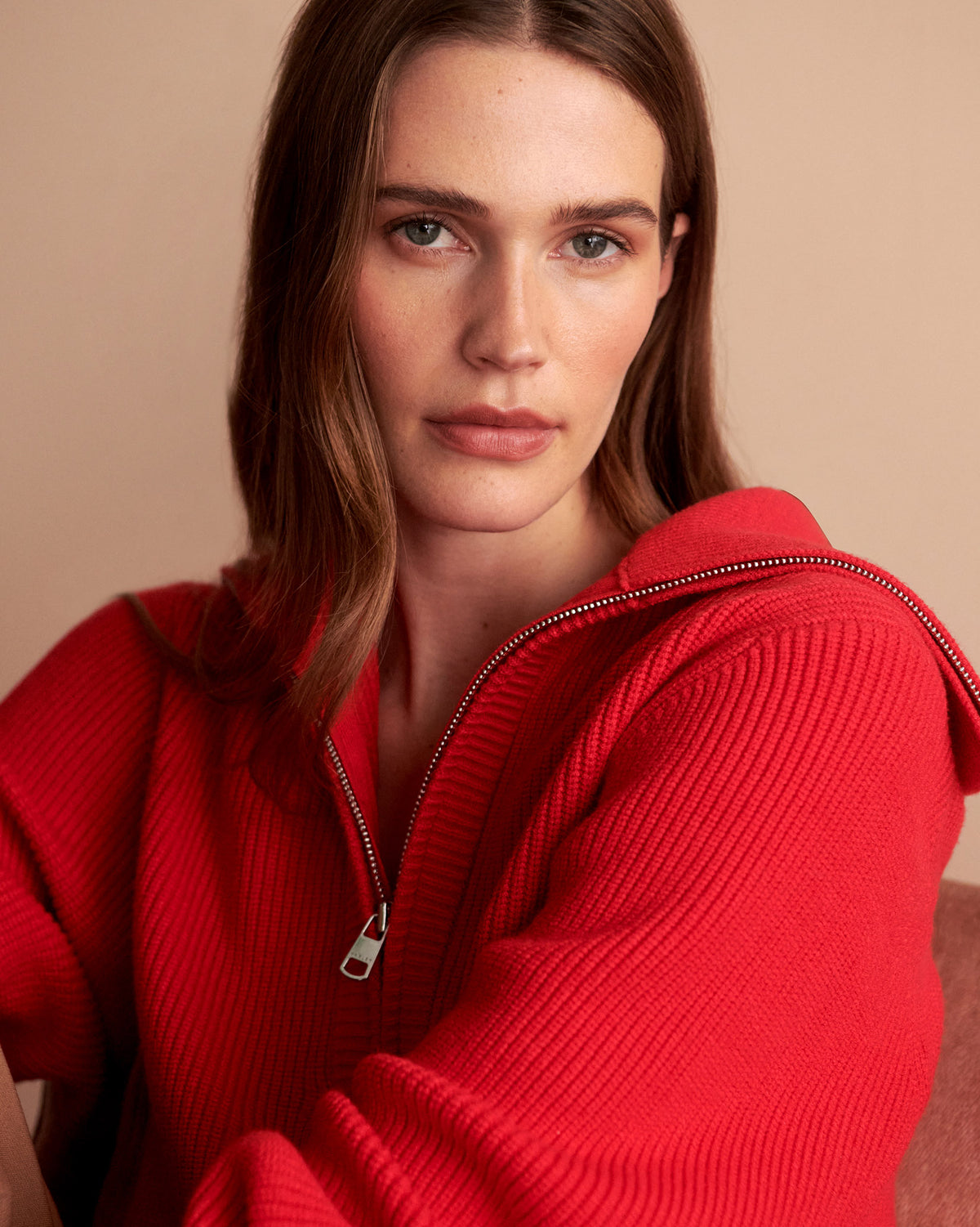 Washed Red Enrico Zip Knit Jacket