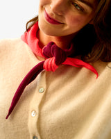 Bordeaux & Neon Orange Lambswool Scout Stripe Triangle Scarf