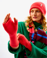 Neon Orange Lambswool Fingerless Mittens