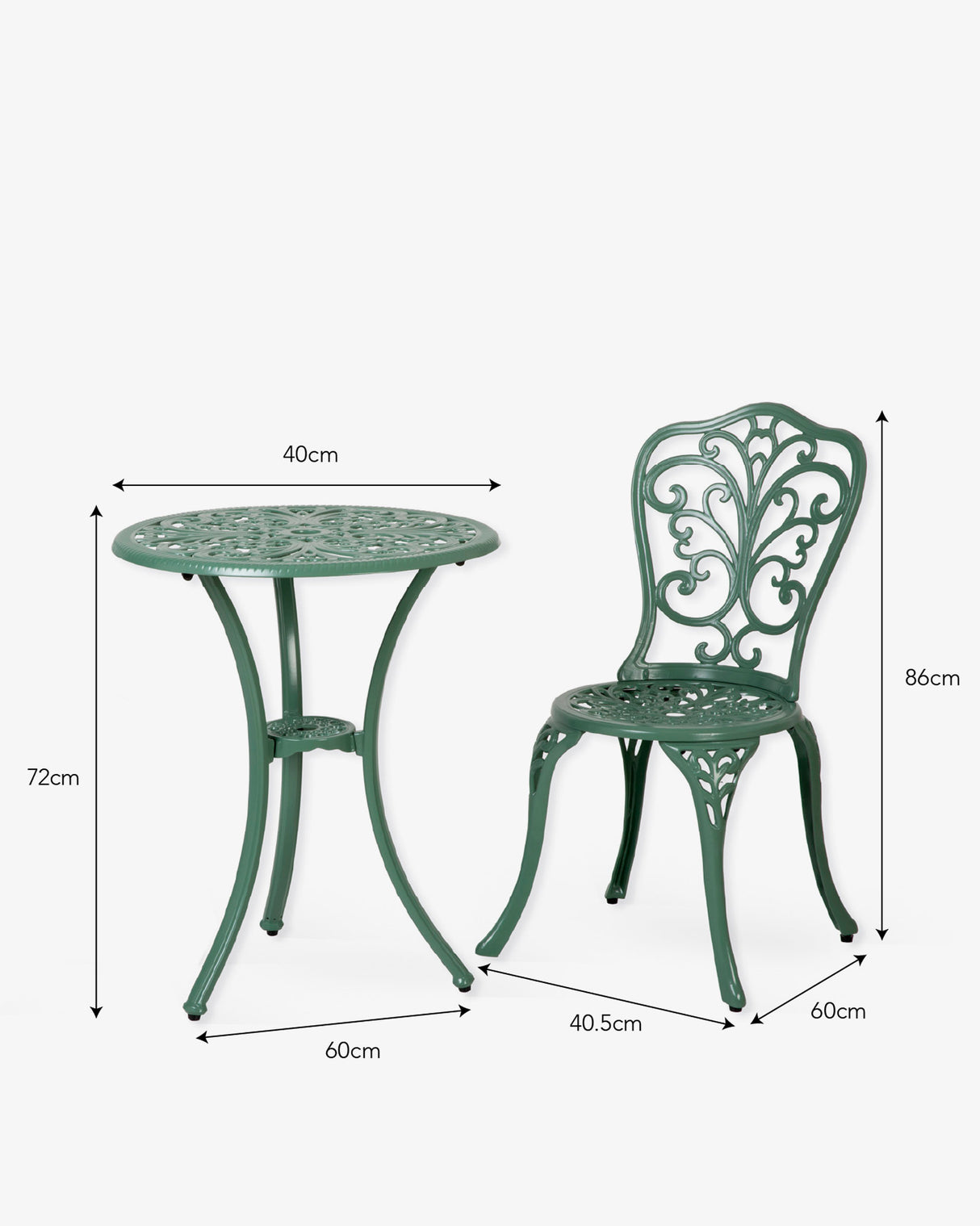 Thistle Green Watemoor Bistro Aluminium Chairs & Table Set