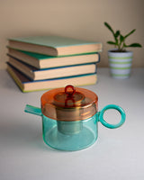 Light Blue & Red Borosilicate Teapot