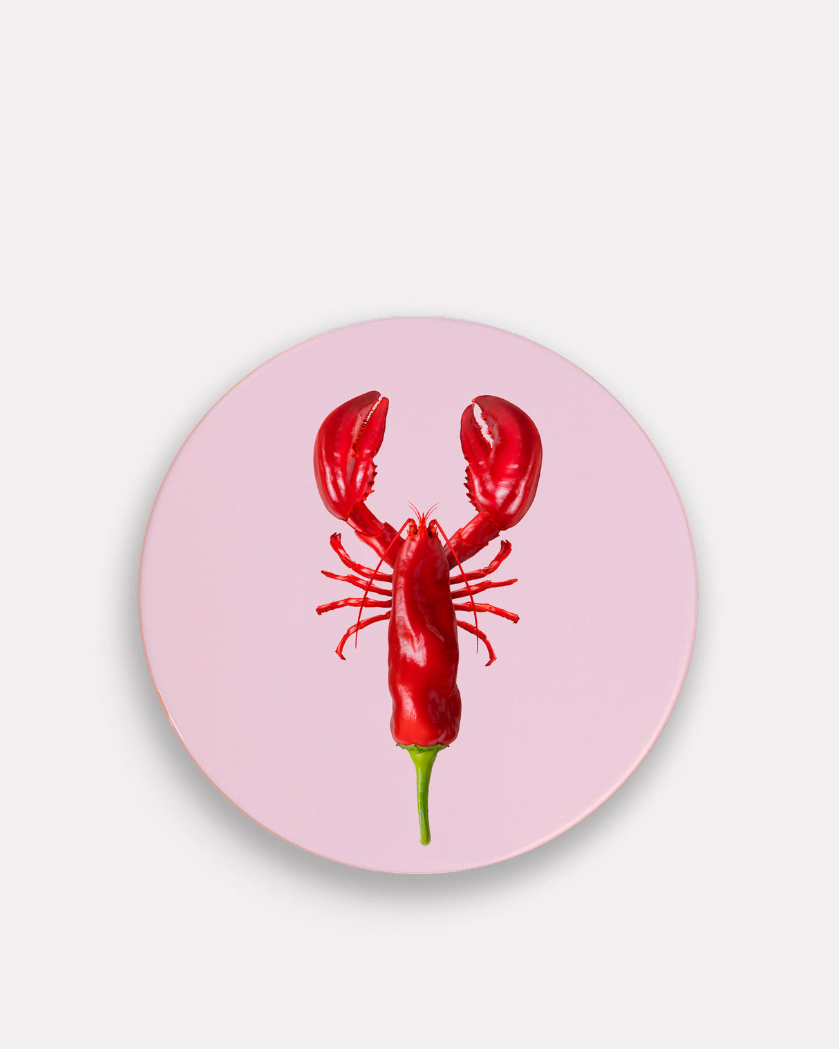 Pink Lobster Round Ceramic Trivet