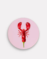 Pink Lobster Round Ceramic Trivet