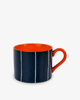 Navy Stripe Stoneware Breakfast Mug