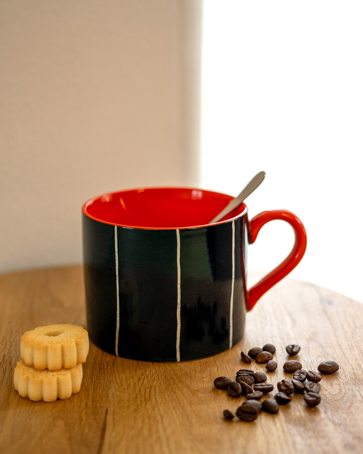 Navy Stripe Stoneware Breakfast Mug