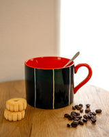 Navy Stripe Stoneware Breakfast Mug