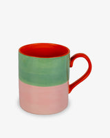 Pink & Green Block Colour Stoneware Mug