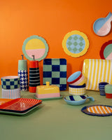 Houndstooth & Check Colourful Stoneware Bowls - Set of 2