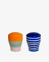 Contrast Stripes Stoneware Salt & Pepper Set