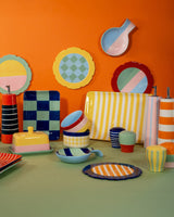 Contrast Stripes Stoneware Salt & Pepper Set