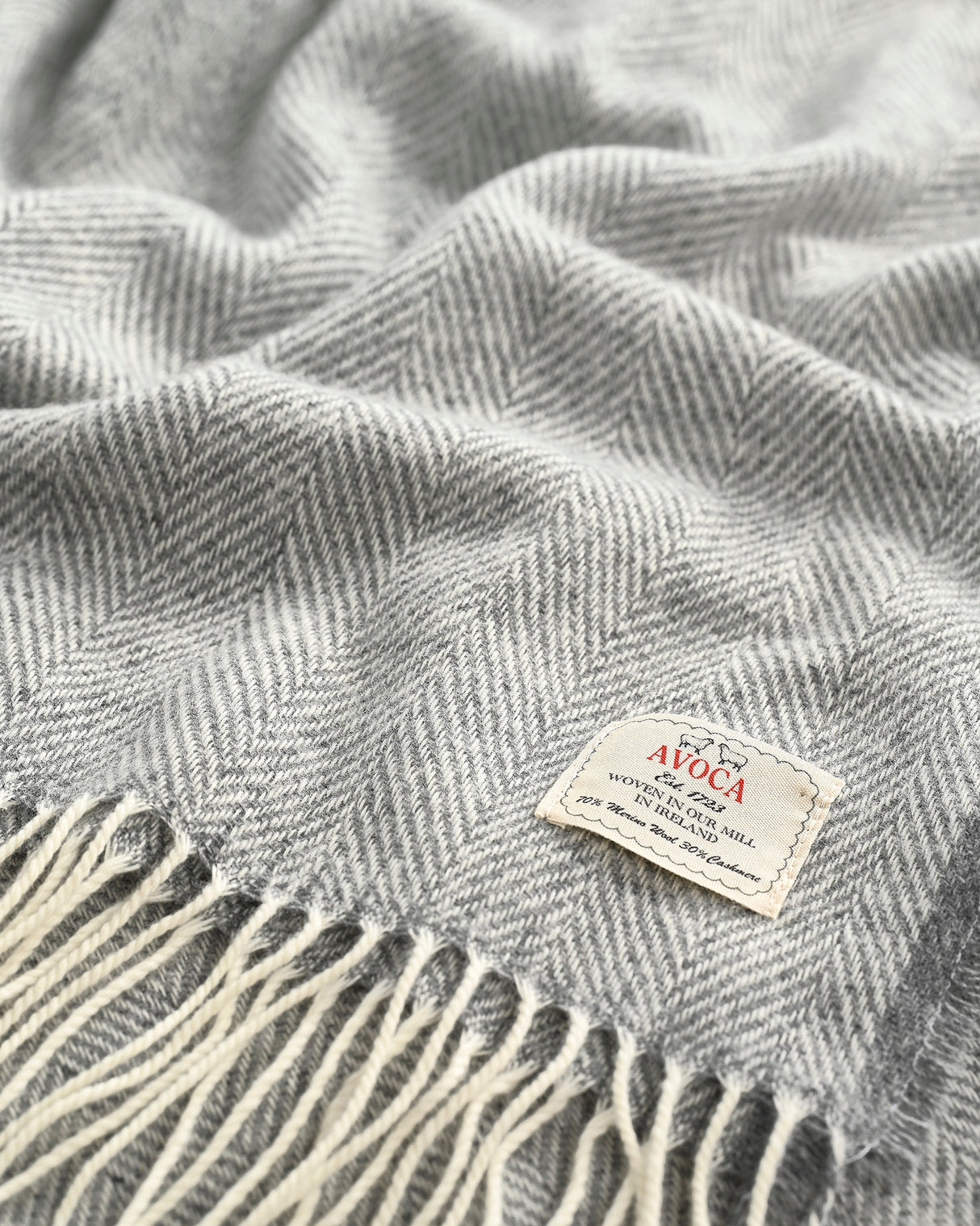 White & Grey Cashmere Wool Sandymount Scarf