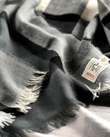 Grey Check Worsted Wool Wrap