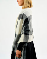 Grey Check Worsted Wool Wrap