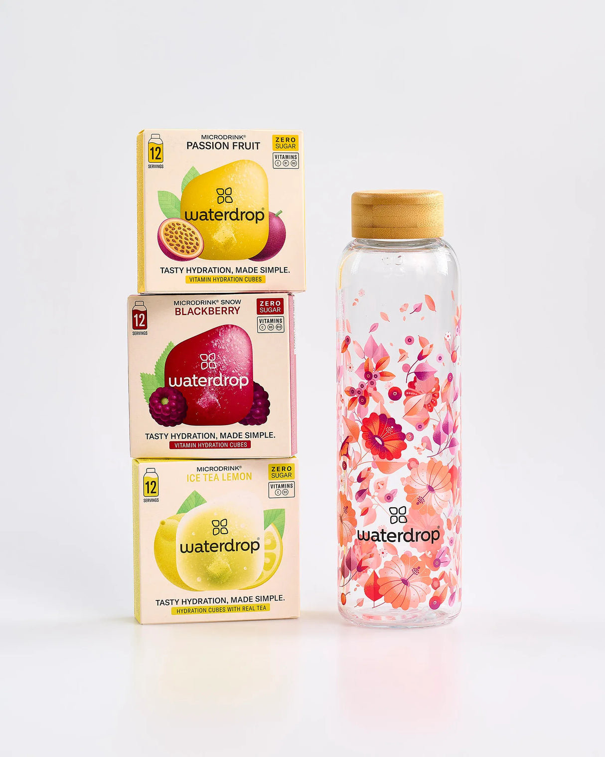 Waterdrop Red Glass Water Bottle & 3 Pack Bundle