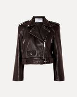 Black Idun Short Leather Biker Jacket