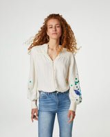 Cream Harry Blue Embroidered Blouse