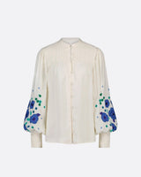 Cream Harry Blue Embroidered Blouse