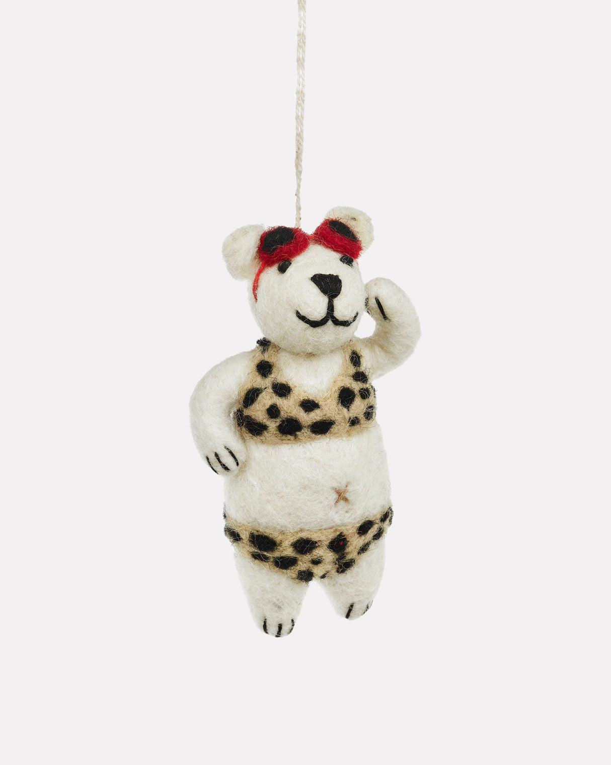 Handmade-Felt-Diva-Polar-Bear-Tree-Decoration
