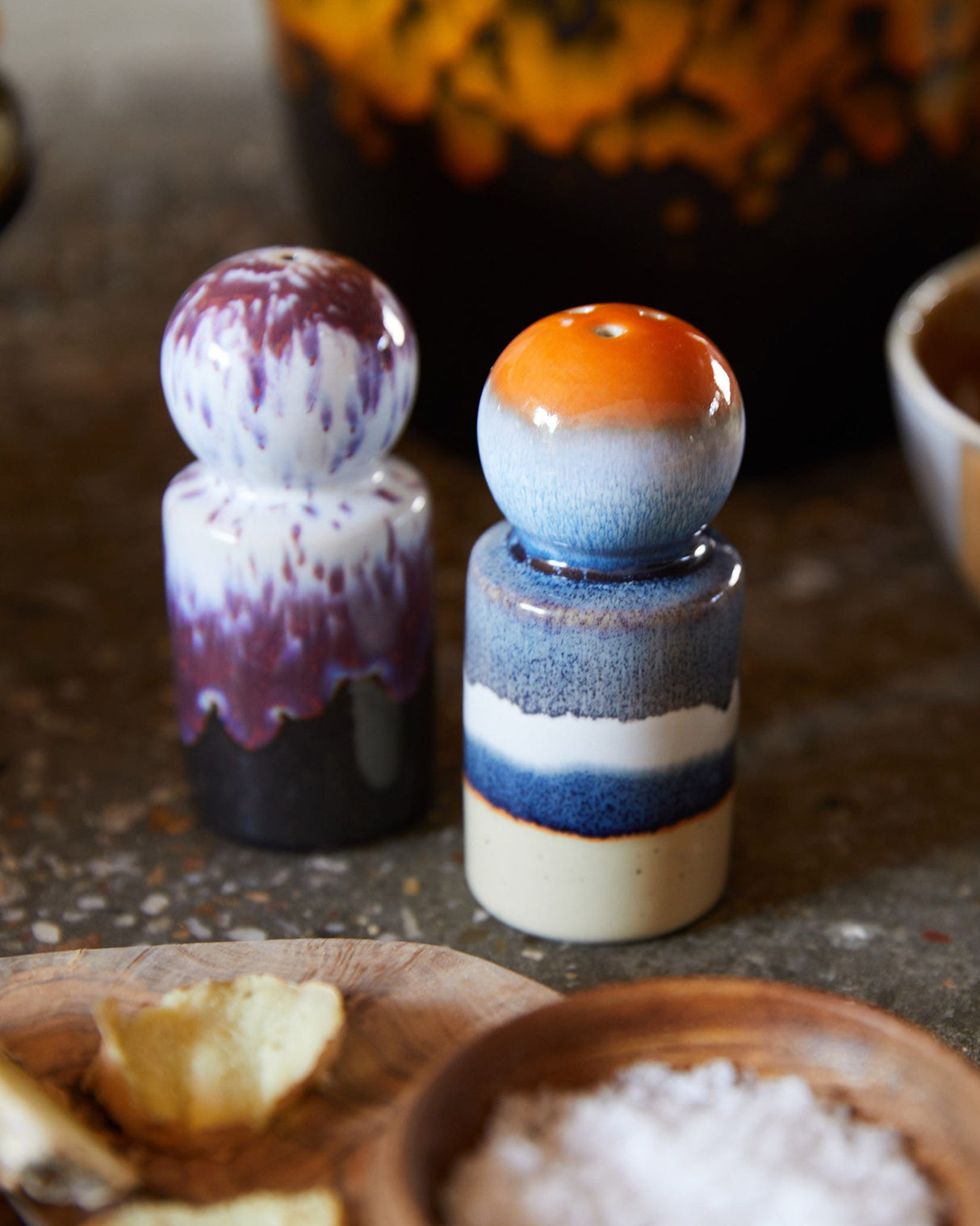 Stargaze 70s Ceramics Salt & Pepper Jars Set