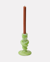 Green Glass Knotted Candle Holder