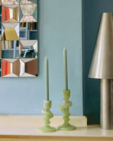 Green Glass Knotted Candle Holder