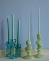 Green Glass Knotted Candle Holder