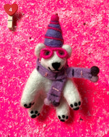 Handmade Felt Luna Polar Bear Tree Decoration