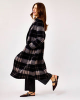 Night Grey & Black Check Aida Double Breasted Reversible Coat