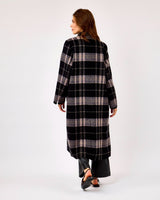 Night Grey & Black Check Aida Double Breasted Reversible Coat
