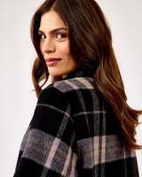 Night Grey & Black Check Aida Double Breasted Reversible Coat