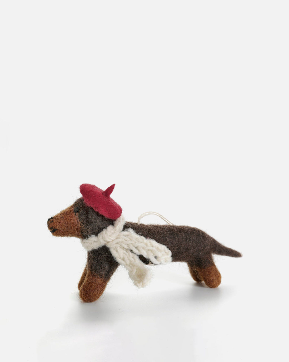 Beret-Sausage-Dog-Felt-Tree-Decoration