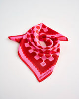 Pink & Red Checkers 100% Silk Scarf